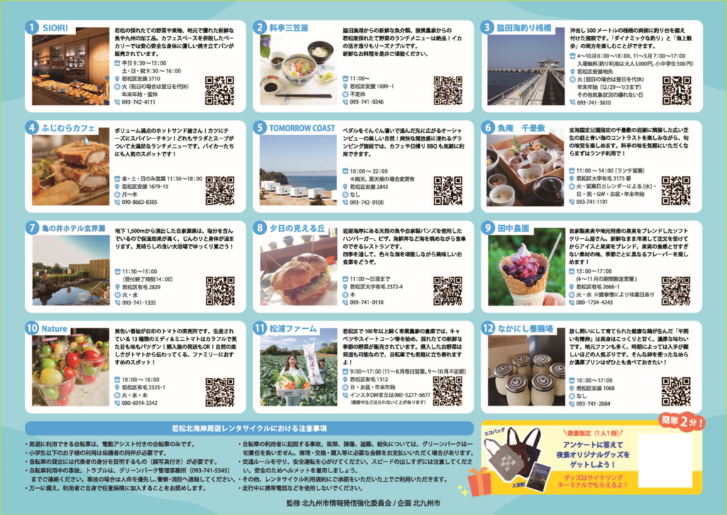 若松北海岸周遊マップ＜裏面／施設の詳細＞